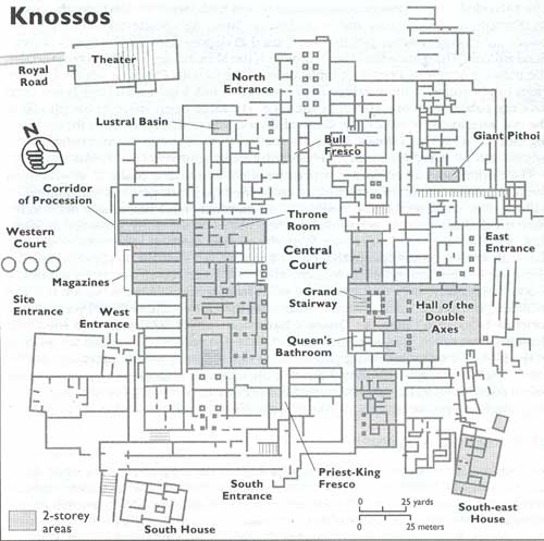 Palác Knossos - mapa